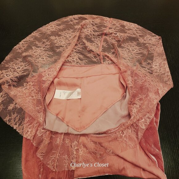 Free People My Lacey Boho-Romantic Velvet Midi Slip Skirt Pink Sz. 2 - Picture 7 of 13